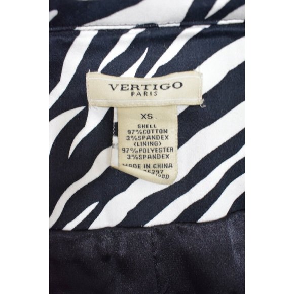 Vertigo Paris Womens Coat Jacket Trench XS Black White Zebra Animal Print Mid - Picture 6 of 11